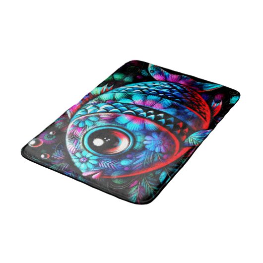 大お洒落目フローラティール（緑がかった色）ピ航海のンク バスマット (アングル)