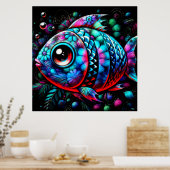 大お洒落目フローラティール（緑がかった色）ピ航海のンク ポスター (キッチン)