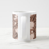 大お洒落花茶色ヴィンテージ ジャンボコーヒーマグカップ (裏面)