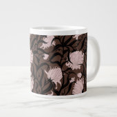 大お洒落花茶色ヴィンテージ ジャンボコーヒーマグカップ (正面右)