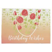 大かわいらしパターン（の模様が）ある誕生日 ラージペーパーバッグ (裏面)