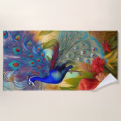 大かわいらし柄で ビーチタオル (正面)