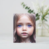 大かわいらし目小さな女の子絵葉書 ポストカード (スタンド正面)