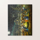 大がまのまわりのハロウィンの魔法使い ジグソーパズル (縦)