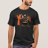 大がまを持つ40年代のヴィンテージのハロウィンの魔法使い Tシャツ (正面)