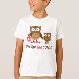 大きいいとこ-女の子のためのモダンなフクロウのTシャツ Tシャツ