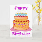 大きいお誕生日ケーキ カード (黄色い花)