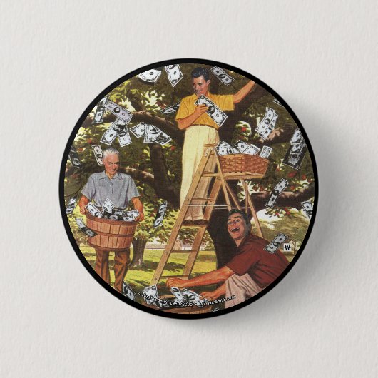 大きいお金の木ボタン 缶バッジ (正面)