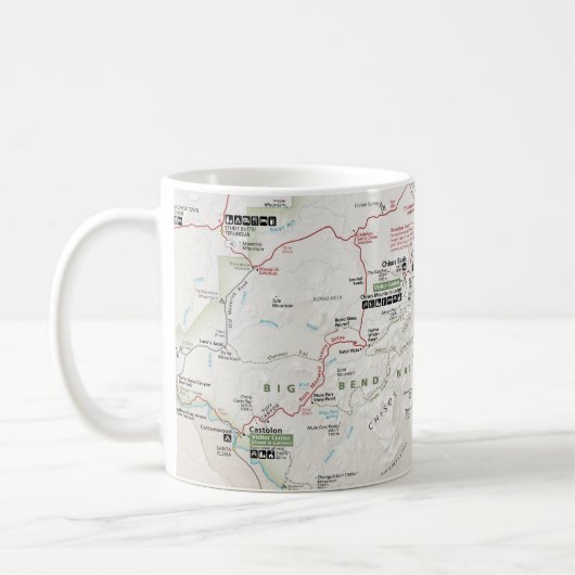 大きいくねり(テキサス州)の地図のマグ コーヒーマグカップ (左)