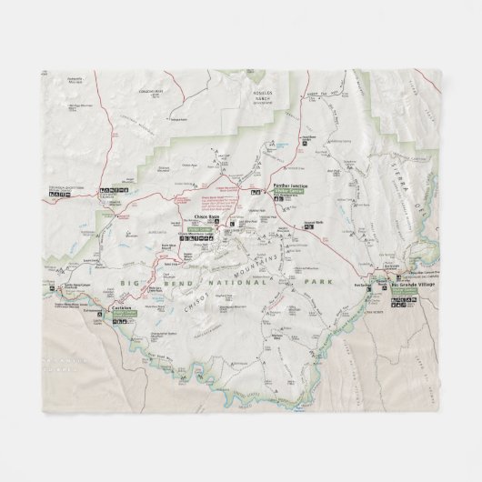 大きいくねり(テキサス州)の地図毛布 フリースブランケット (正面(横))