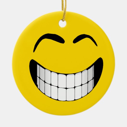 大きいにやにや笑いの顔のオーナメント セラミックオーナメント (正面)