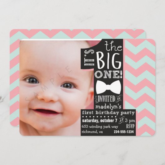 大きいのよ!ファースト誕生日フォト招待状 招待状 (正面/裏面)