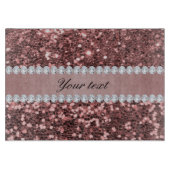 大きいばら色の金ゴールドのフェイクなグリッターおよびダイヤモンド カッティングボード (正面)