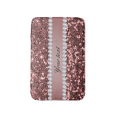 大きいばら色の金ゴールドのフェイクなグリッターおよびダイヤモンド バスマット (正面縦)