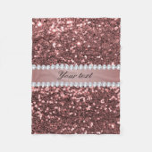大きいばら色の金ゴールドのフェイクなグリッターおよびダイヤモンド フリースブランケット (正面)