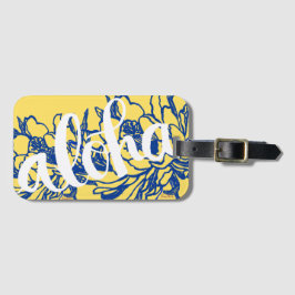 大きいアロハ青く黄色いCereusによっては荷物のラベルが開花します ラゲッジタグ