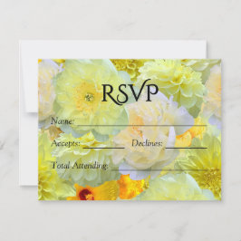 大きいイエローフローラル水彩結婚式RSV 出欠カード
