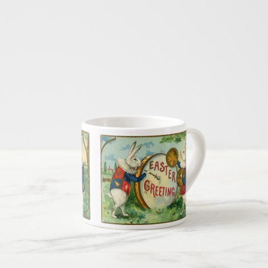 大きいイースターエッグが付いているかわいいイースターのウサギ エスプレッソカップ (正面右)