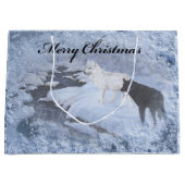 大きいオオカミのギフトバッグ-光沢のある ラージペーパーバッグ (正面)