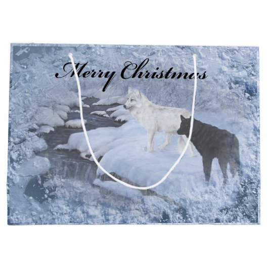 大きいオオカミのギフトバッグ-光沢のある ラージペーパーバッグ (裏面)