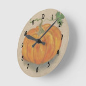 大きいオレンジカボチャ ラウンド壁時計 (傾斜)