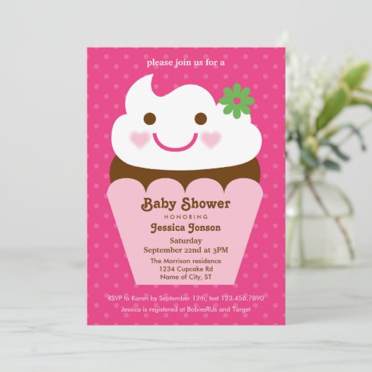 大きいカップケーキのベビーシャワーの招待状 招待状 (スタンド正面)