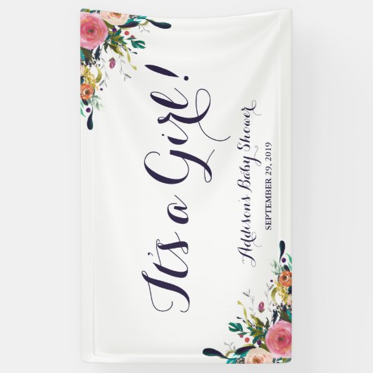大きいカラフルな花のベビーシャワーの旗 横断幕 (縦)