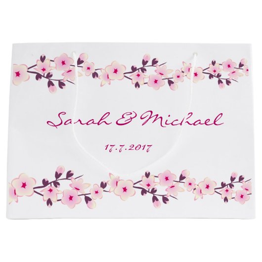 大きいギフトバッグを結婚する花の桜 ラージペーパーバッグ (正面)