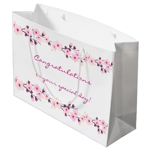 大きいギフトバッグを結婚する花の桜 ラージペーパーバッグ (裏面アングル)