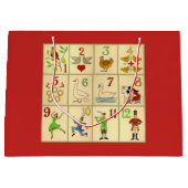大きいギフトバッグ-クリスマスの光沢のある12日 ラージペーパーバッグ (正面)