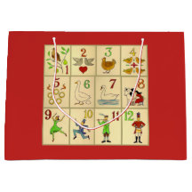 大きいギフトバッグ-クリスマスの光沢のある12日