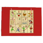 大きいギフトバッグ-クリスマスの光沢のある12日 ラージペーパーバッグ (裏面)