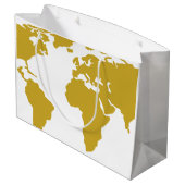 大きいギフトバッグ-金ゴールドの世界地図 ラージペーパーバッグ (裏面アングル)