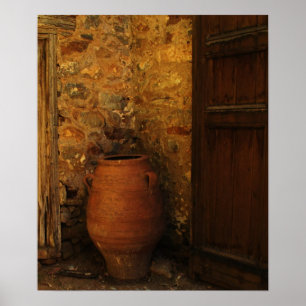 大きいギリシャのクレタ陶器の貯蔵の瓶- pithos ポスター