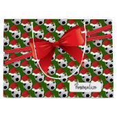 大きいクリスマスのサッカーボールパターン- ラージペーパーバッグ (正面)
