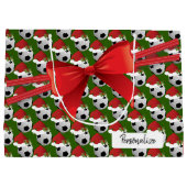 大きいクリスマスのサッカーボールパターン- ラージペーパーバッグ (裏面)