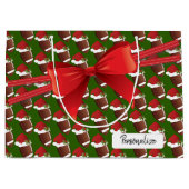 大きいクリスマスのフットボールパターン- ラージペーパーバッグ (正面)