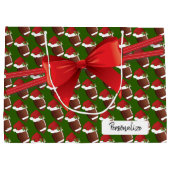 大きいクリスマスのフットボールパターン- ラージペーパーバッグ (裏面)