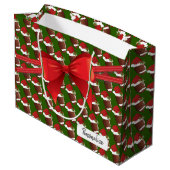 大きいクリスマスのフットボールパターン- ラージペーパーバッグ (裏面アングル)