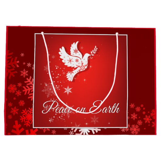 大きいクリスマスの平和ギフトバッグ ラージペーパーバッグ (裏面)