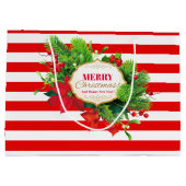 大きいクリスマスの赤くストライプのなギフトバッグ- ラージペーパーバッグ (裏面)