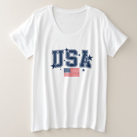 大きいサイズの女性用愛国的なTシャツ プラスサイズTシャツ (デザイン正面)
