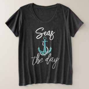 大きいサイズの女性用「海を満喫しよう」Tシャツ プラスサイズTシャツ