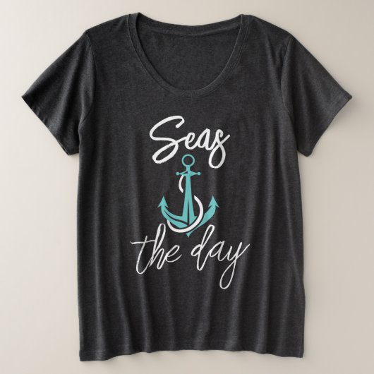 大きいサイズの女性用「海を満喫しよう」Tシャツ プラスサイズTシャツ (デザイン正面)