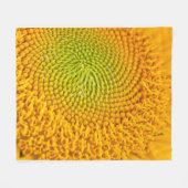 大きいサイズの黄色いヒマワリセンターイメージ印刷 フリースブランケット (正面(横))