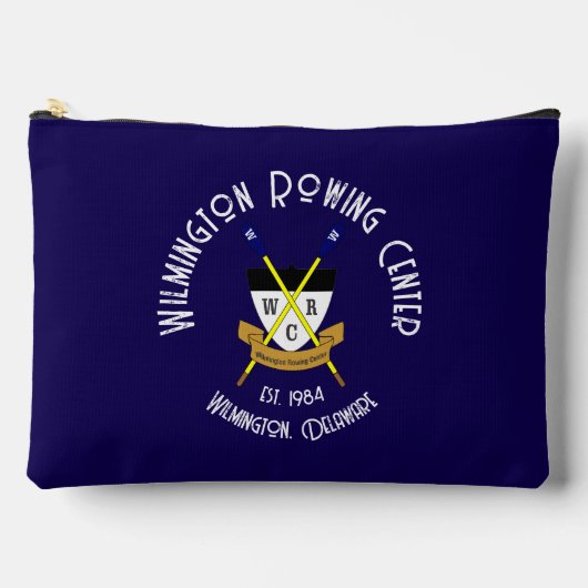 大きいジップパウチブルー アクセサリーポーチ (正面)