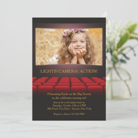 大きいスクリーンの写真の招待状 招待状 (スタンド正面)