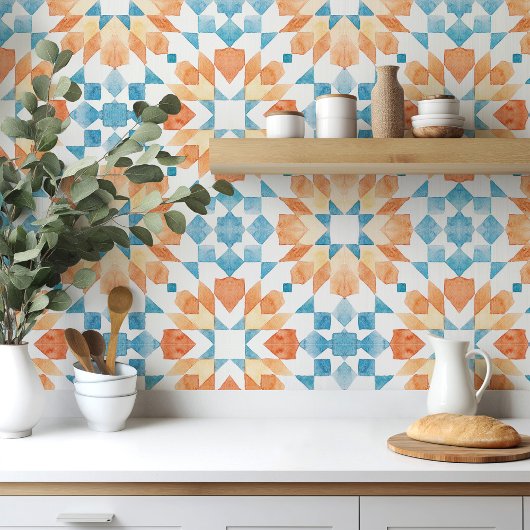 大きいスケールMorrocan水色オレンジブルー タイル