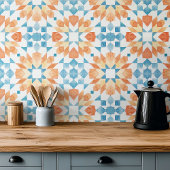 大きいスケールMorrocan水色オレンジブルー タイル