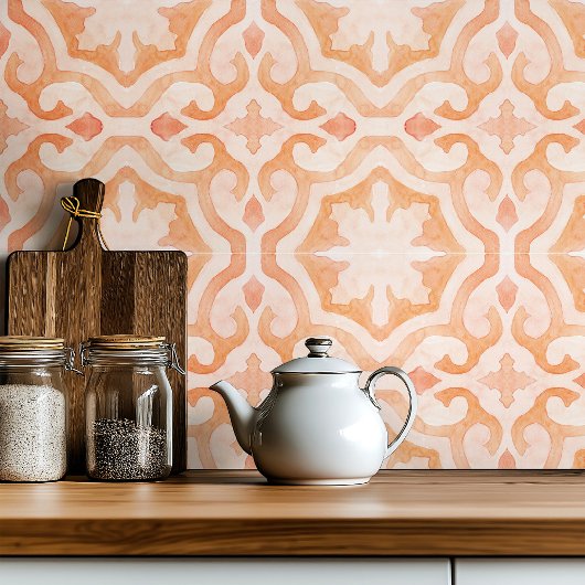 大きいスケールMorrocan水色オレンジ タイル